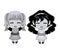 Monochrome full body couple cute anime girl facial expression smile and jump