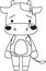 Monochrome Full-length illustration of the cute Dairy cow character