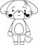 Monochrome Full-length illustration of the cute dog character