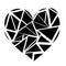 Monochrome Geometric mosaic broken heart shape in black and white