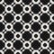 Monochrome geometric seamless pattern with curved shapes, squares, crosses