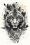 Monochrome grungy vintage style of tiger totem