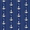 Monochrome Hand-Drawn Rope Vertical Stripes with Anchors and Zeppelin Bend Nautical Knots Vector Seamless Pattern