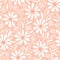 Monochrome hand-painted daisies and foliage on peach pink background vector seamless patters. Spring summer floral print