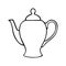 Monochrome high round teapot for brewing tea, vector illustration