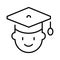 Monochrome human head in graduate hat icon vector illustration student having academic achievement