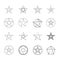 monochrome icon set with pentagrams