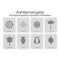 Monochrome icons set with Eight Auspicious Symbols of Buddhism