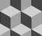 Monochrome illusory abstract geometric seamless pattern with 3d