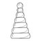 Monochrome image, high pyramid, children toy, vector