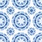 Monochrome Indigo Bright Tie-Dye Shibori Sunburst Circles on White Background Vector Seamless Pattern