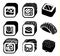 Monochrome japanese food color cartoon style design icons set with different sushi and rolls on white background