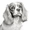 Monochrome Line Drawing Of A Cavalier King Charles Spaniel