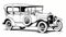 Monochrome line drawing vintage automobile car tour classic