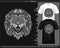 Monochrome Lion head mandala arts isolated on black and white t shirt