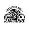 Monochrome logo, mountain bike. Downhill, freeride, extreme sport. Vector illustration.