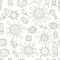 Monochrome medical seamless pattern. Coloring pages, black and white