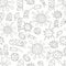 Monochrome medical seamless pattern. Coloring pages, black and white