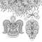 Monochrome Merry Christmas Illustration, Ethnic Motifs