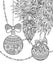 Monochrome Merry Christmas Illustration, Floral Motif.