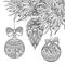 Monochrome Merry Christmas Illustration, Floral Motifs