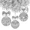 Monochrome Merry Christmas Illustration, Floral Motifs