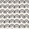 Monochrome minimalistic tribal seamless pattern with arc lines.