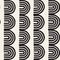 Monochrome minimalistic tribal seamless pattern with arc lines. Vector background with inky black art on white rounded