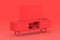 Monochrome Modern Red Curved Led or LCD Smart TV Screen Mockup above Red Console Rack. 3d Rendering