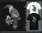 Monochrome mountain toucan bird mandala arts isolated on black and white t shirt