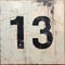 Monochrome Number 13 Painting On Distressed Wooden Board
