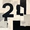 Monochrome Number 22 Painting: Bold, Distressed, Symbolic Composition