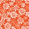 Monochrome Orange Hand Drawn Felt Tip Pen Daisies Floral Vector Seamless Pattern