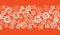 Monochrome Orange Hand Drawn Felt Tip Pen Daisies Floral Vector Seamless Pattern Border