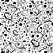 Monochrome oriental cute and elegant flowers seamless pattern