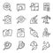 Monochrome outline inspection line icon set vector illustration checking, testing, examination