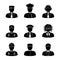 Monochrome people faces of different professions -