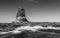 Monochrome photo of amazing Pulpit rock at Cape Schanck