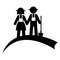 Monochrome pictogram with couple of farmers