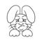 Monochrome picture, Character Angry gray rabbit, disgruntled hare, vector illustration in cartoon style