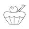 Monochrome picture, delicious cupcake with delicate cream, with sugar decorations, vector cartoon