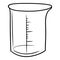 Monochrome picture, Glass measuring cup with divisions, side view, vector illustration in cartoon style