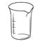 Monochrome picture, Glass measuring cup with divisions, vector illustration in cartoon style