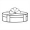 Monochrome picture, large round gift box with a beautiful ribbon and bow, vector illustration in cartoon style