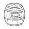 Monochrome picture, Large wooden barrel with honey, honey image, vector