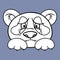 Monochrome picture, Sad panda character, crying panda, animal emotions, vector cartoon