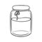 Monochrome picture, Tall glass jar with honey, oil, vector illustration in cartoon style