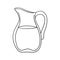 Monochrome picture, Tall glass jug with milk, juice, vector cartoon