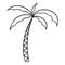 Monochrome picture, Tall palm tree with leaves, vector cartoon illustration