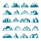 Monochrome pictures set of different mountains. Vector collections for labels design